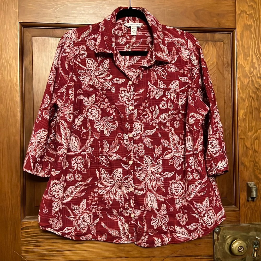 Croft & Barrow paisley/floral button down, 3/4 sleeves, women’s 1X
